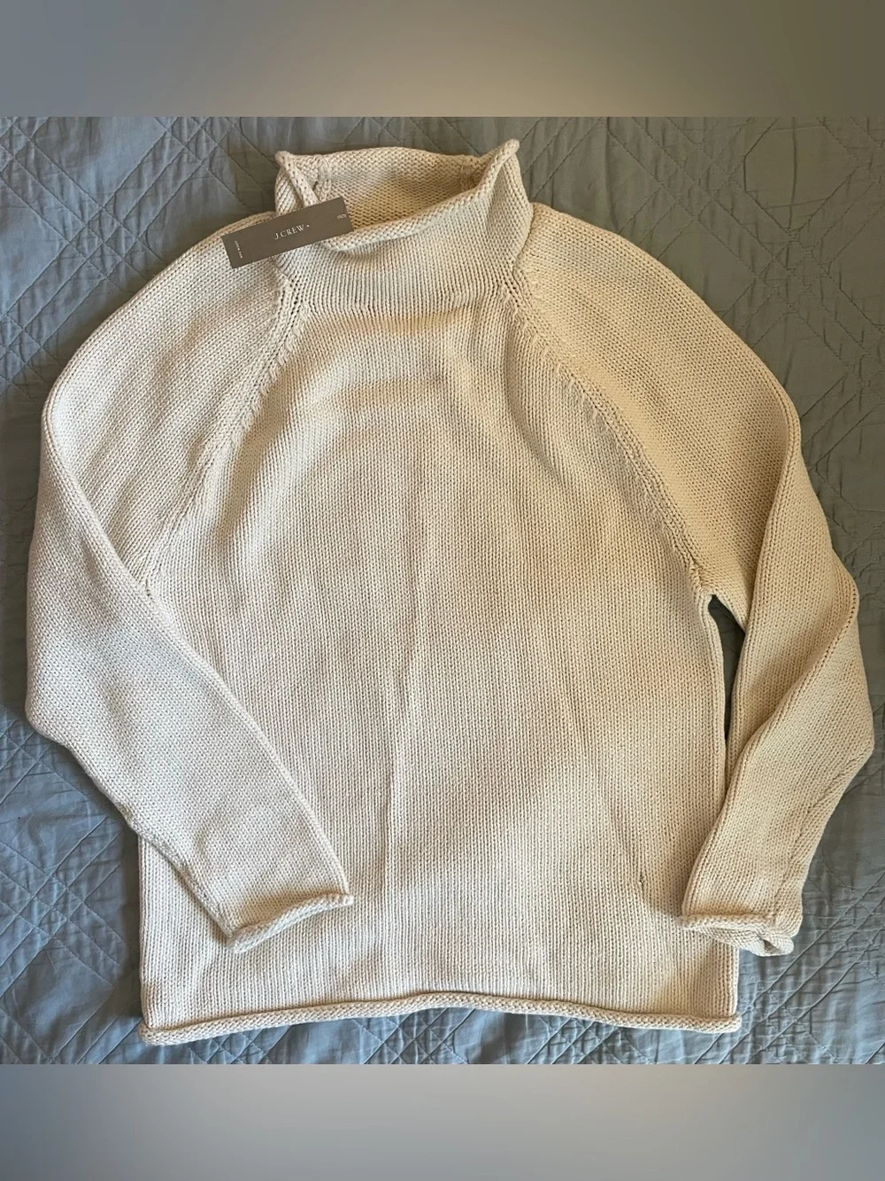 J. CREW 1988 RollneckT™ sweater in cotton in Mountain White Size XS $98 BW186